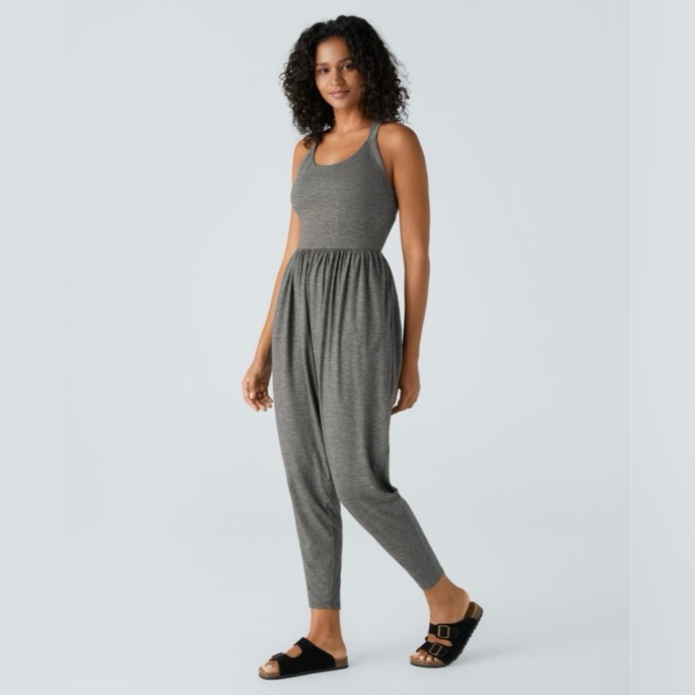 Halara Backless Twisted U Neck Side Pocket Harem Casual Jumpsuit